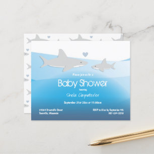Budget Requin bleu Océan Baby shower Invitation