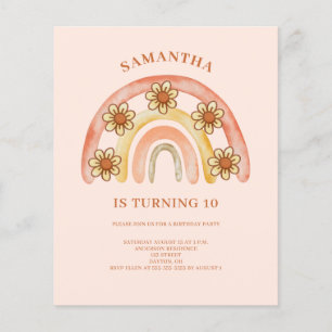 Budget Retro Boho Arc-en-ciel 10e anniversaire Inv