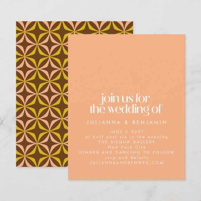 Budget Retro esthétique Chic Peach Mariage Invitat (Devant / Derrière)