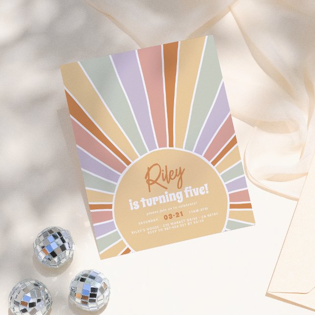 Budget Retro Sunshine Super Fille fête d'anniversa (Créateur téléchargé)