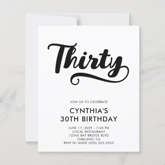 Budget Retro Swash Bold Script 30e Anniversaire (Devant)