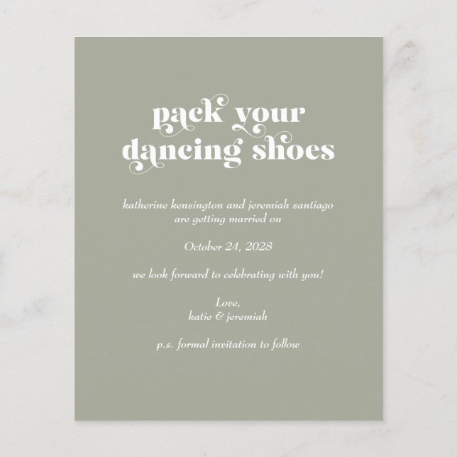 Budget Retro Typographie Sage vert Enregistrer la  (Dos)