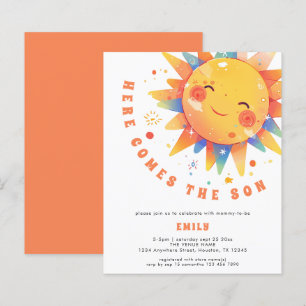 Budget Retro Voici Le Fils Baby shower invitation