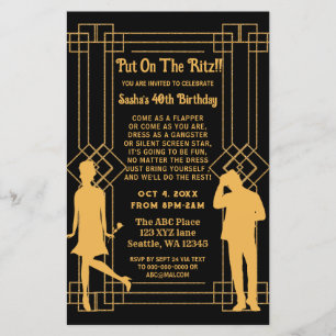 Budget Roaring 20 art déco flapper girl Invitation