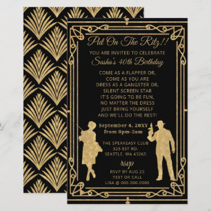 Budget Roaring 20 flapper girl gangster invitation