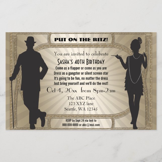 Budget Roaring 20 flapper girl gangster Invitation (Devant)