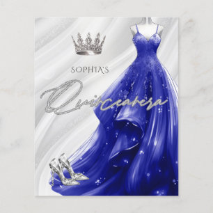 Budget Robe Bleue Royale Quinceañera Invitation