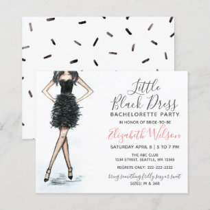 Budget Robe Noire Bachelorette Fête Invitation