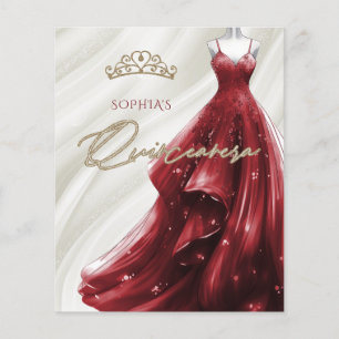 Budget Robe Rouge Bourgogne Quinceañera Invitation