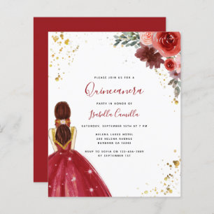 BUDGET Robe Rouge Quinceanera Party Invitation