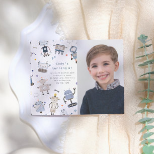 Budget Robot Anniversaire Fête Photo Invitation
