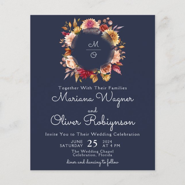 Budget Romantique Automne Floral Marine Mariage bl (Devant)