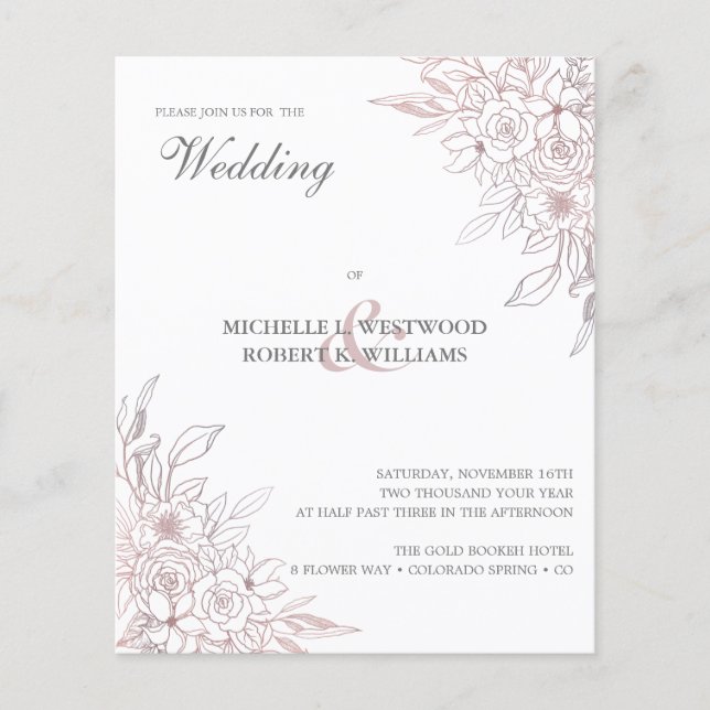 BUDGET Romantique Chic Rose or Floral Mariage (Devant)