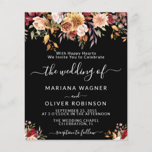 Budget Romantique Chute Florale Mariage noir