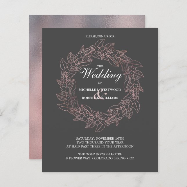 BUDGET Romantique Élégant Rose Mariage de couronne (Devant / Derrière)