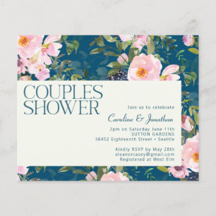 Budget Romantique Floral Blue Couples Invitation d