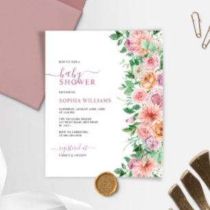 Budget Romantique Rose Flower Baby shower Invitati