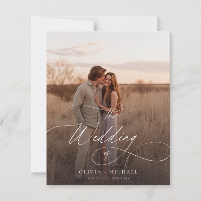 Budget Romantique Script Boho Mariage Photo Invita (Devant)