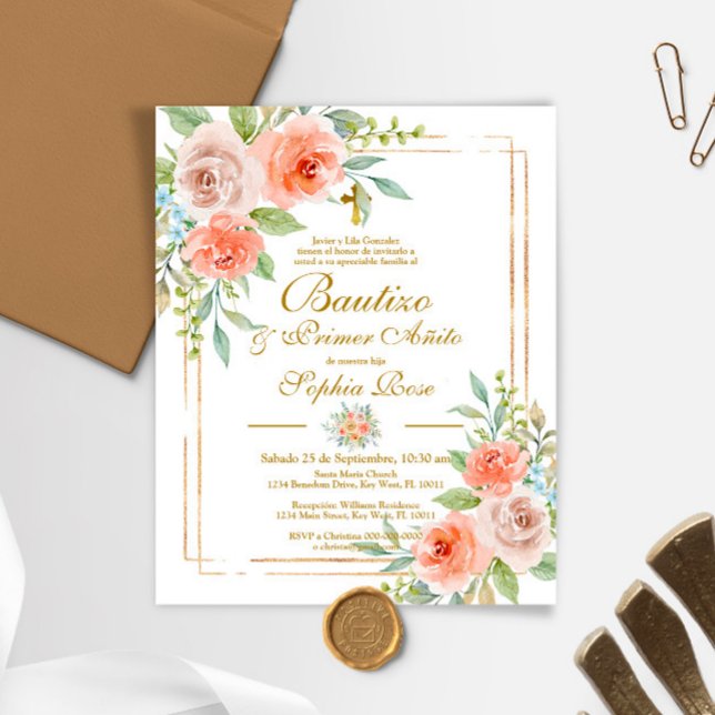 Budget Rosas para Bautizo & Primer Añito Invitatio (Créateur téléchargé)