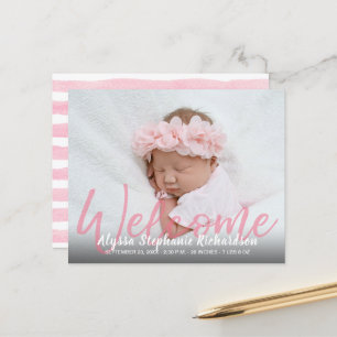 Budget Rose Bienvenue 1 Photo Faire-part bébé