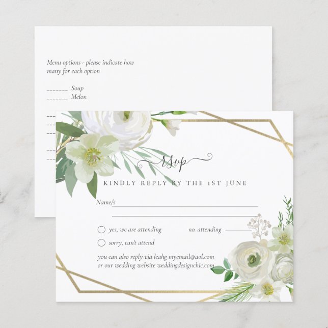 BUDGET Rose blanche verte Mariage or (Devant / Derrière)