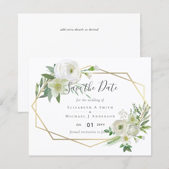BUDGET Rose blanche verte Mariage or (Devant / Derrière)