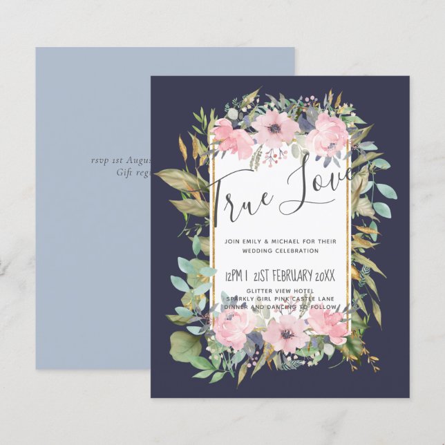 BUDGET Rose Blush Floral Sage Mariage (Devant / Derrière)