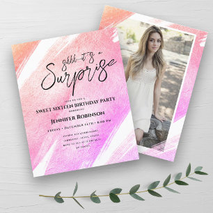 Budget Rose Blush Ombre Surprise Sweet 16 Invitati