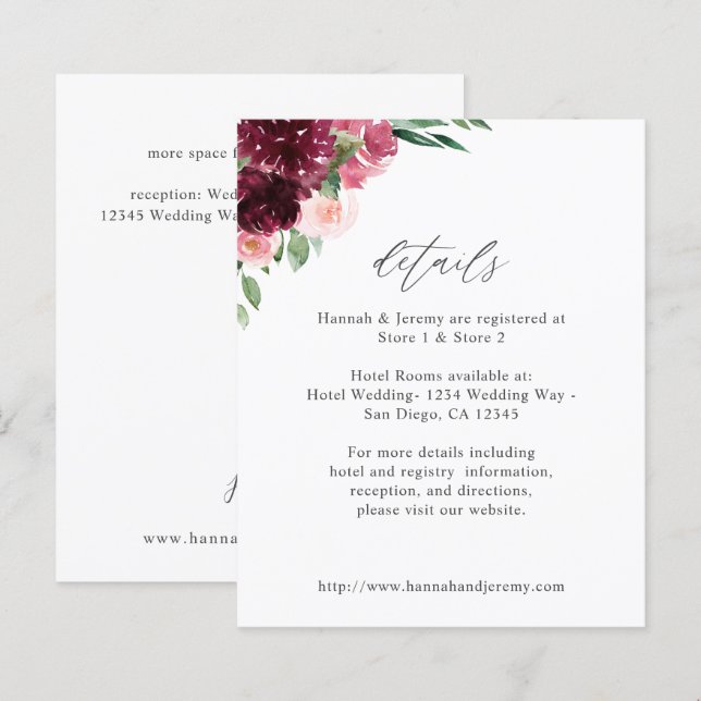 Budget Rose & Bourgogne Floral 7 Détails (Devant / Derrière)