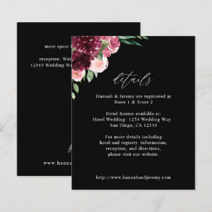 Budget Rose & Bourgogne Floral 7 Détails - Noir