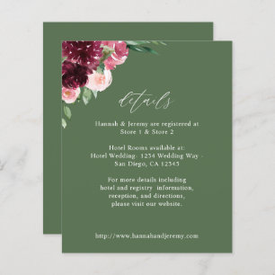 Budget Rose & Bourgogne Floral 7 Détails - Vert