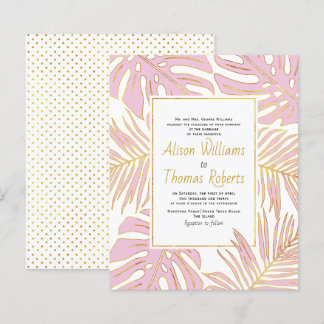 BUDGET rose feuilles tropicaux faire-part de maria