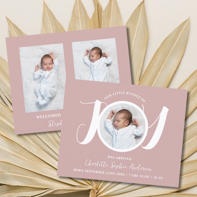 Budget rose fille trois Faire-part de naissance ph (Créateur téléchargé)