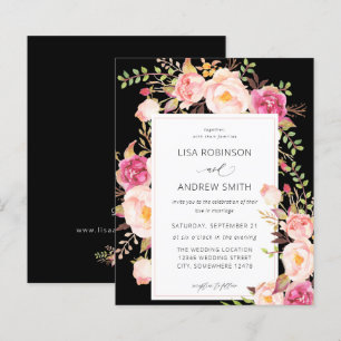 Budget Rose Fleurie Blush Floral Mariage V3 Noir