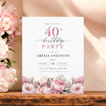 Budget rose floral 40e anniversaire Invitation<br><div class="desc">Célébrez dans le style avec une calligraphie fleurie jardin 40e anniversaire invitation, parfait pour un évènement marquant. Avec ses motifs floraux vibrants et son élégante calligraphie, cette invitation donne un ton fantaisiste mais sophistiqué à votre célébration. Le thème du jardin luxuriant mêle beauté naturelle et typographie gracieuse, créant un look...</div>