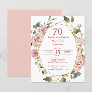 Budget rose floral 70e anniversaire Invitation