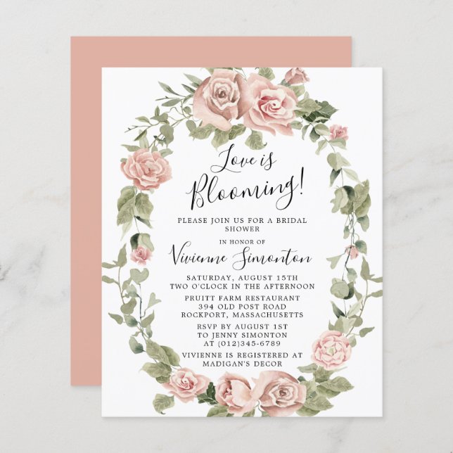 Budget Rose Floral Amour est la Fête des mariées f (Devant / Derrière)