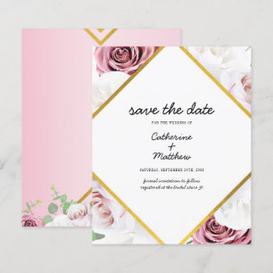 Budget Rose Floral Blush Géométrique Enregistrer l