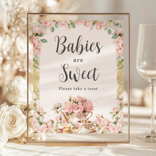 Budget Rose Floral High Tea Baby sont Sweet Sign