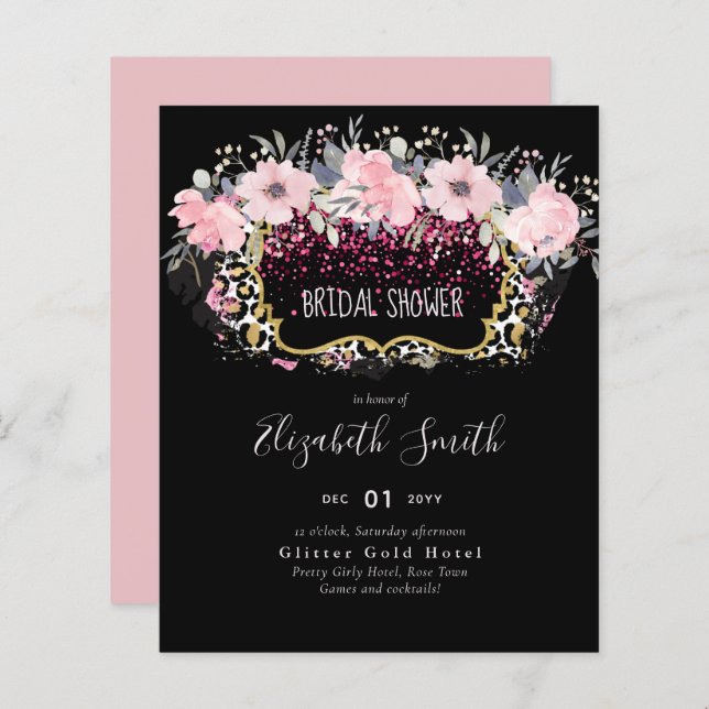 Budget Rose Floral Moderne Fête des mariées fille (Devant / Derrière)