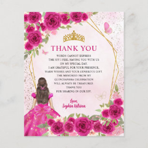 Budget Rose Floral Princesse Quinceañera Merci