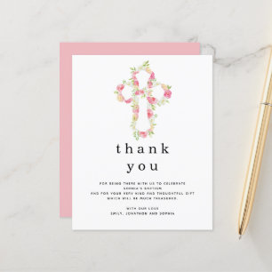 Budget rose Florales Croix Baptême Merci