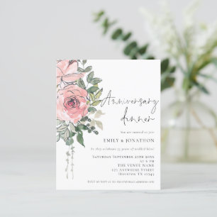 Budget Rose Florals Anniversaire Dîner Invitation