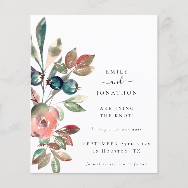 Budget Rose Florals QR Code Mariage Enregistrer La (Devant)