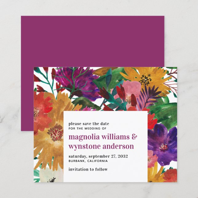 BUDGET Rose foncé Gras Mariage Floral Enregistrer  (Devant / Derrière)