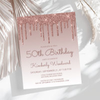 Budget Rose Gold 50e Anniversaire Fête Invitation