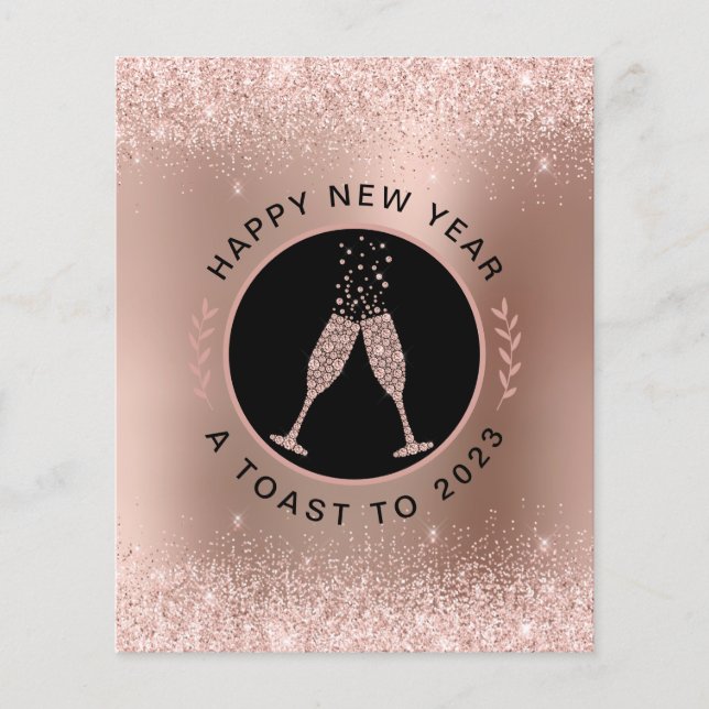 Budget Rose Gold Champagne Toast Carte Nouvel An (Devant)