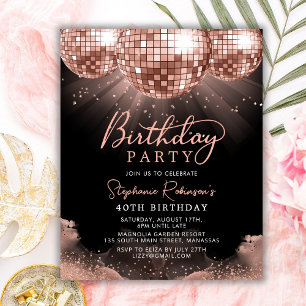 Budget Rose Gold Disco Ball 40e anniversaire Invit