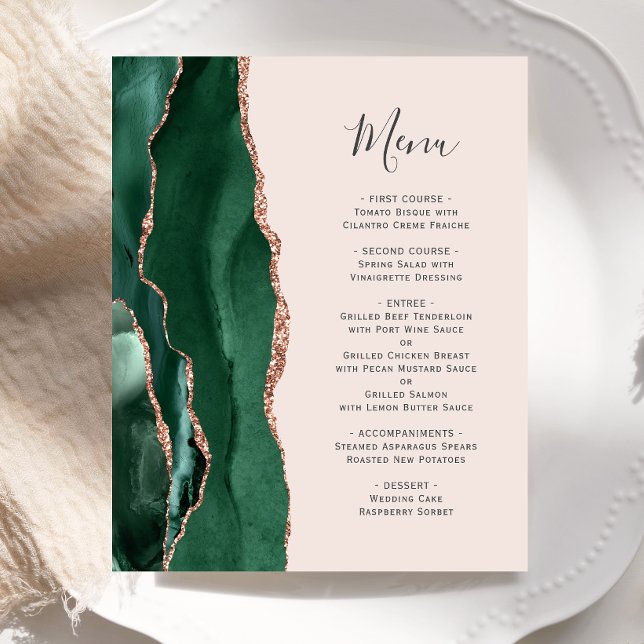 Budget Rose Gold et Vert Émeraude Agate Mariage Ro (Créateur téléchargé)