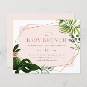 Budget Rose Gold Géométrique Verdure Bébé Brunch